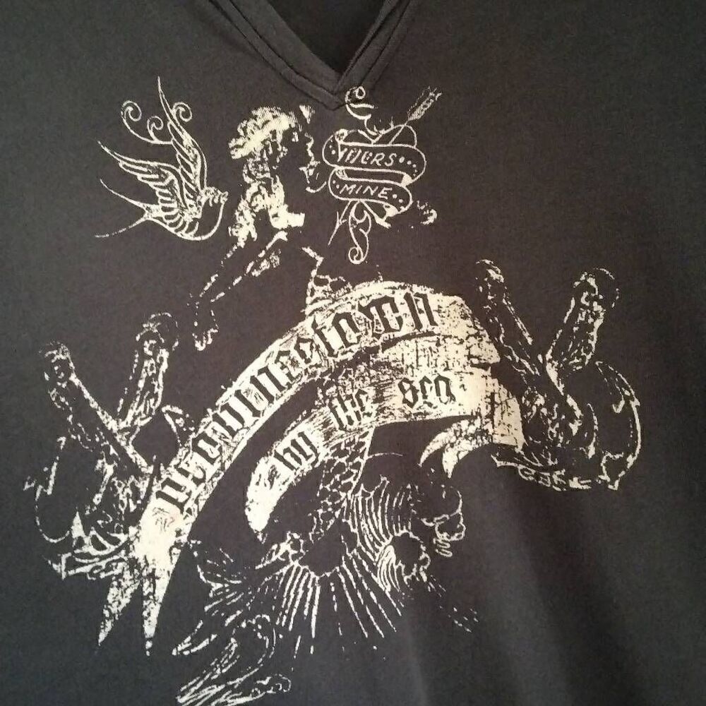 Alternative Black T-shirt, Large, Funky Tattoo graphic, Very Soft